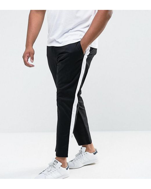 ASOS Plus Slim Chinos With Side Stripe In Black for Men | Lyst Canada