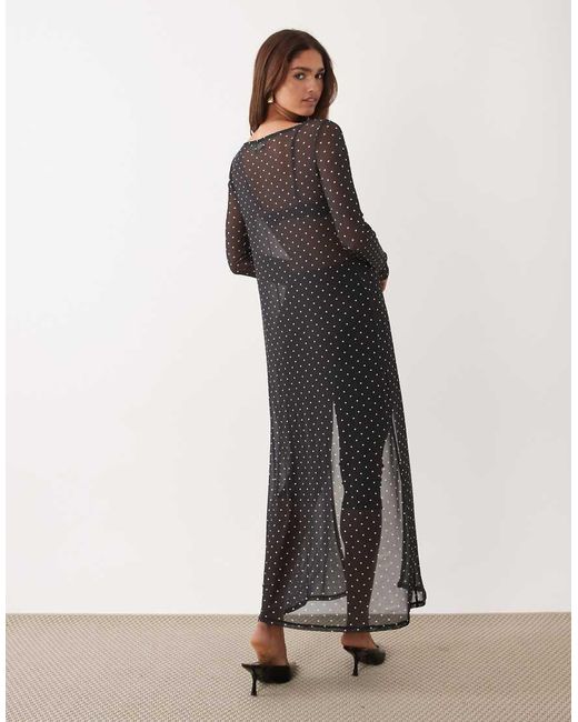 ASOS Multicolor Printed Mesh Long Line Cape Top