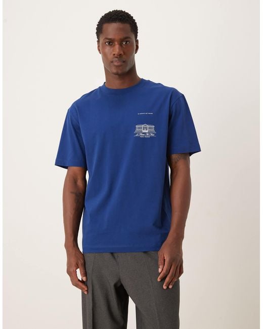 ASOS Blue Relaxed T-Shirt With Paris Graphic for men