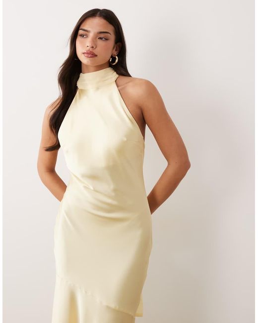 Gina Tricot Natural Shawl Halterneck Maxi Dress