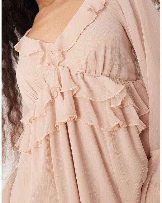 Miss Selfridge Pink Chiffon Boho Ruffle Maxi Dress