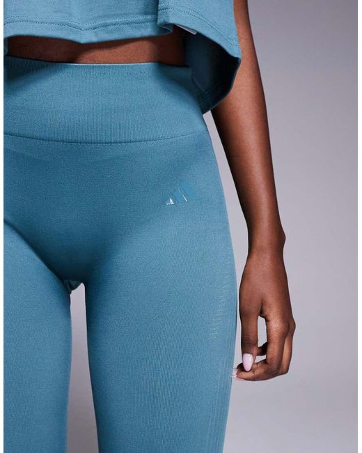 Adidas Originals Blue Adidas Training Knitted Full Length leggings