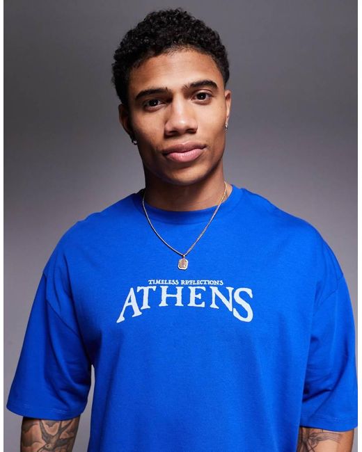 ASOS Oversized T-Shirt Met Grafische Stadsprint in het Blue voor heren