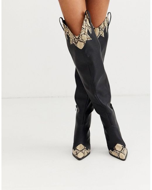 Public Desire Black Rodeo Over The Knee Western Boots