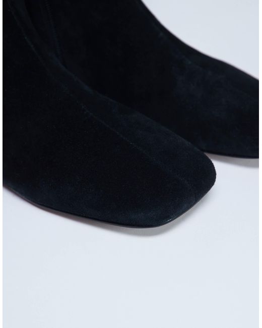 TOPSHOP Blue Peri Real Suede Flat Square Toe Boot