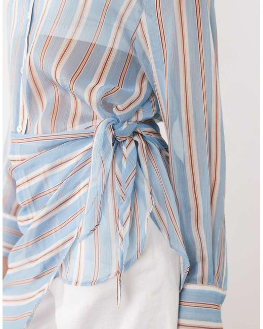 Mango Blue Sheer Shirt