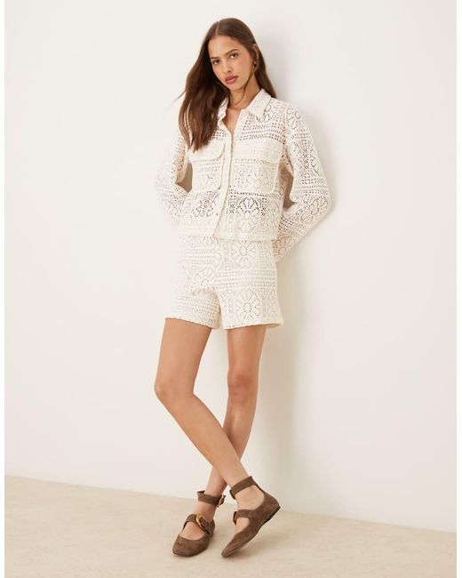 Vila Natural Floral Crochet Short Co-ord