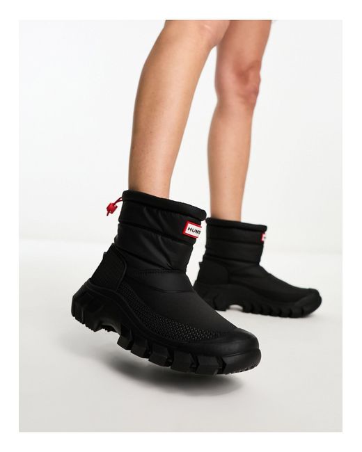 HUNTER Intrepid Short Snow Boot in Black Lyst UK