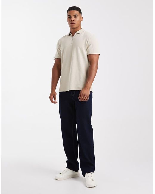 ASOS White Regular Fit Zip Polo for men