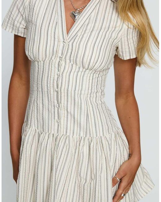 Princess Polly White Windswept Cotton Rich Button Up Full Skirt Mini Shirt Dress