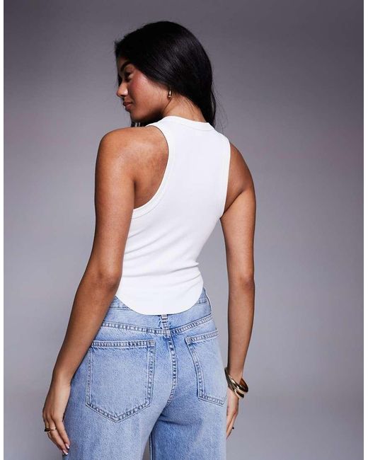 GOOD AMERICAN Blue Micro Rib Knit Tank Top