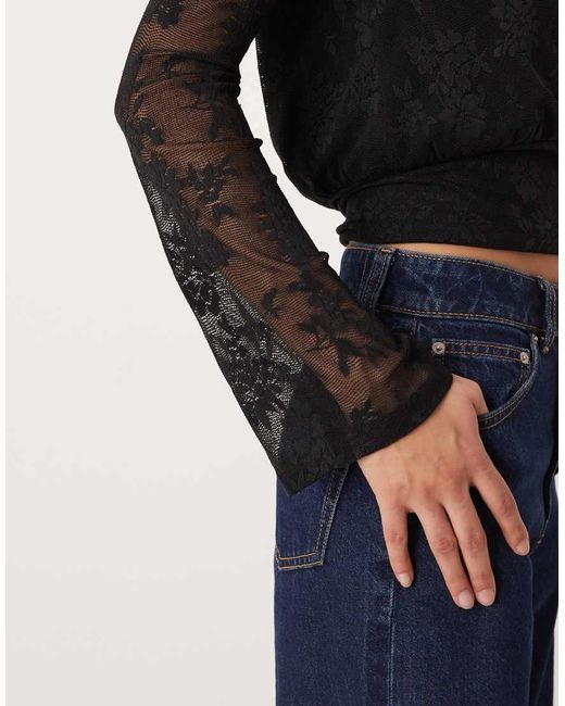 Gina Tricot Black Off Shoulder Lace Top