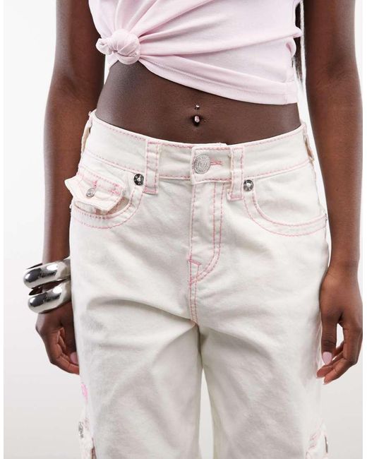 True Religion White Bailey baggy Barrel Flap Pocket Cargo Pants