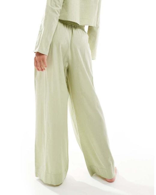ASOS Green Kayla Mix And Match Beach Wide Leg Pants