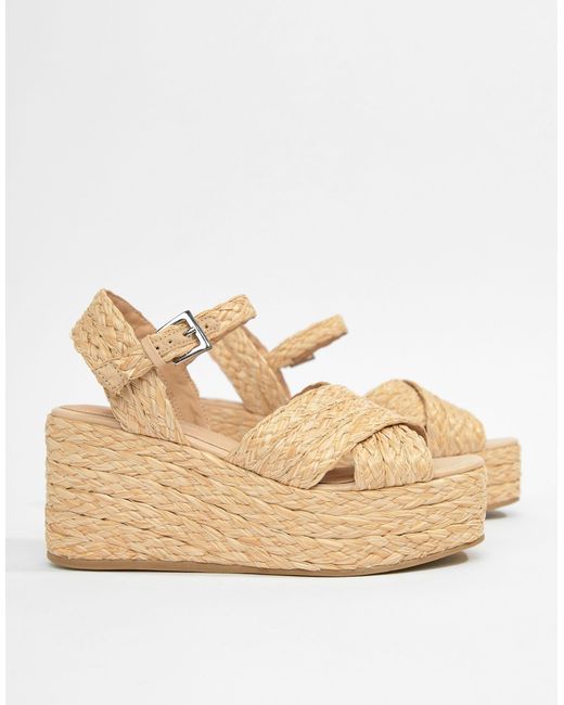 ASOS Thierry Raffia Wedges in Natural Lyst UK