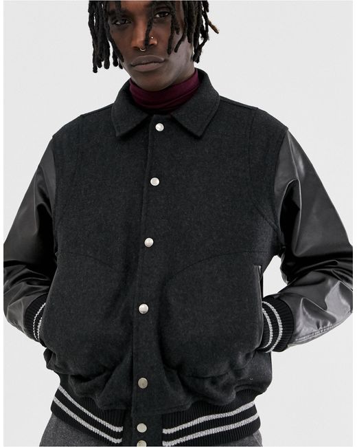 Bomber En Laine Melangee Style Universitaire Laines Heart Dagger Pour Homme En Coloris Noir Lyst