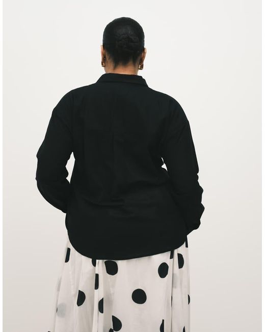 ASOS Black Asos Design Curve Linen Blend Shirt