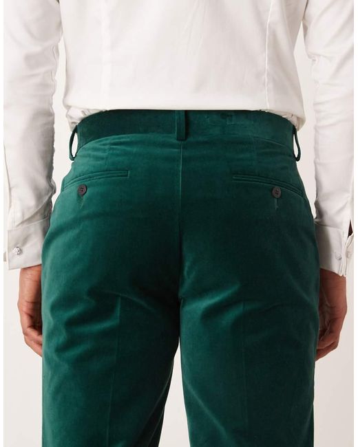 ASOS Green Slim Pleat Front Suit Trousers for men