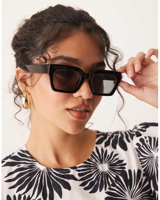 ASOS Black Bevel Square Sunglasses