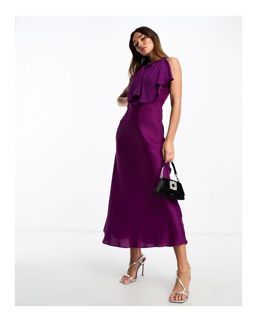 Mango Purple Sleeve Detail Maxi Dress