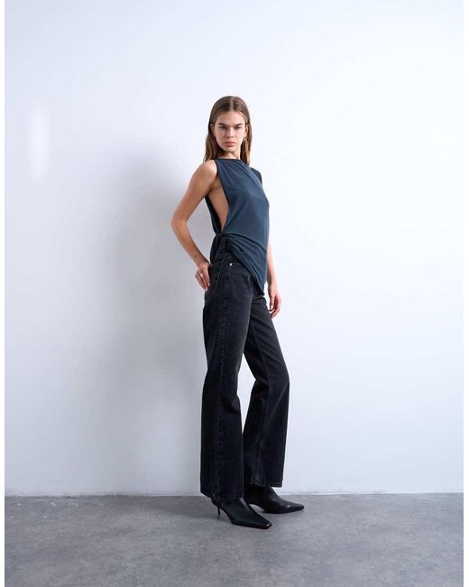 TOPSHOP Mouwloze Top Van Cupro Met Geknoopte Zijkant in het White