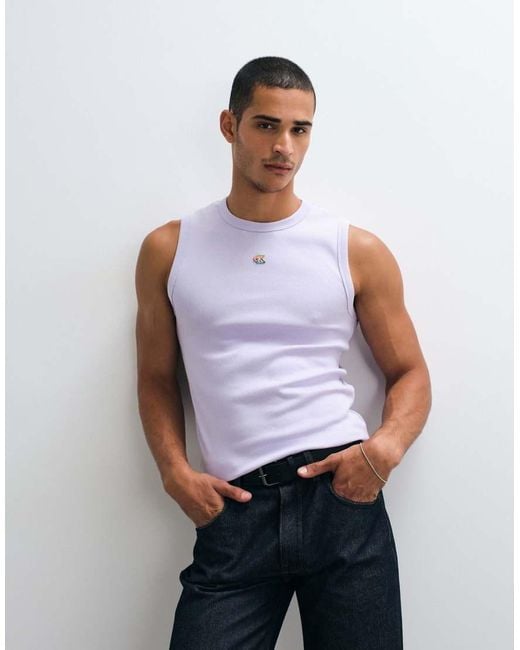 Calvin Klein White Pride Rib Muscle Tank Top for men