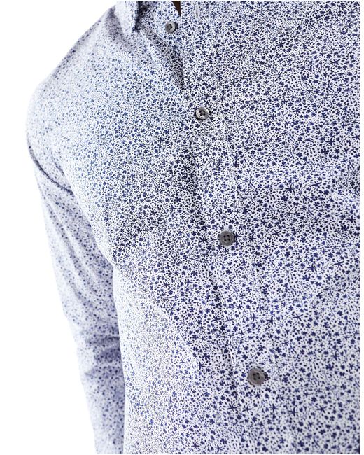 French Connection Gray Long Sleeve Indigo Floral Shirt for men