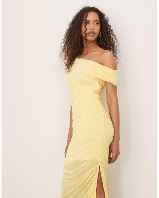 Forever New Natural – asymmetrisches, gerafftes midaxi-kleid aus netzstoff