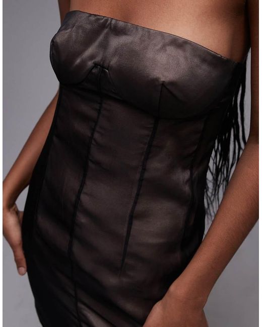 Mango Strapless Min Jurk Van Mesh in het Black