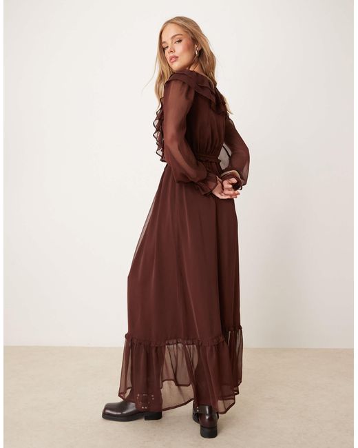 Miss Selfridge Brown – langärmliges maxikleid