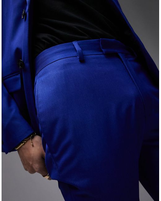 Topman Blue Premium Slim Suit Pants for men
