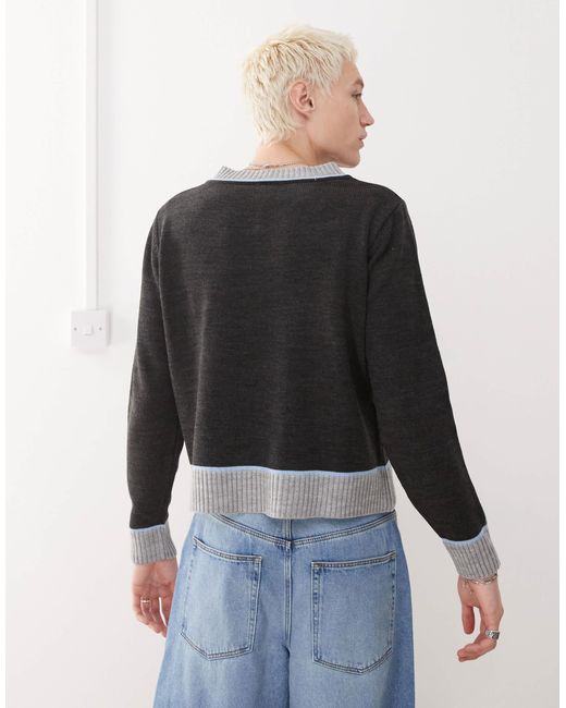 Collusion – kastig geschnittener strickpullover in Black für Herren