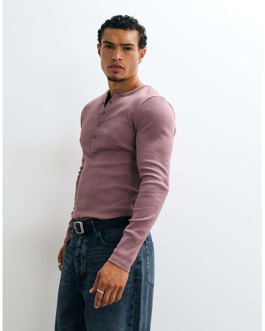 ASOS Red Muscle Fit Henley for men