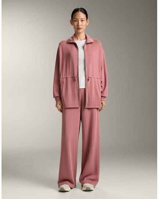 Oysho Super High Rise Striped Textured Trousers
