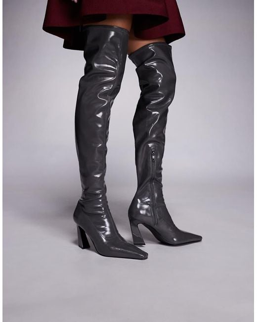 ASOS Black Keeper Chisel Toe Over The Knee Boots