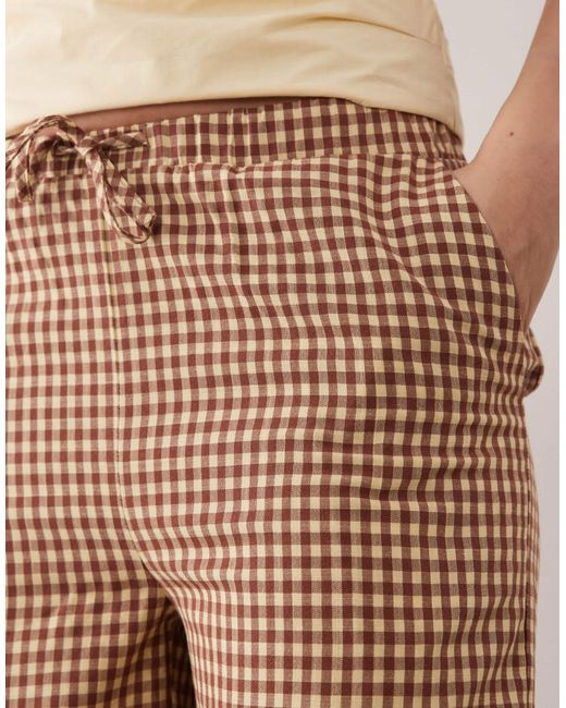 Threadbare Natural Gingham Pull On Pants