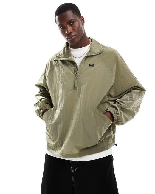 Pull&Bear Green 1/4 Zip Windbreaker for men