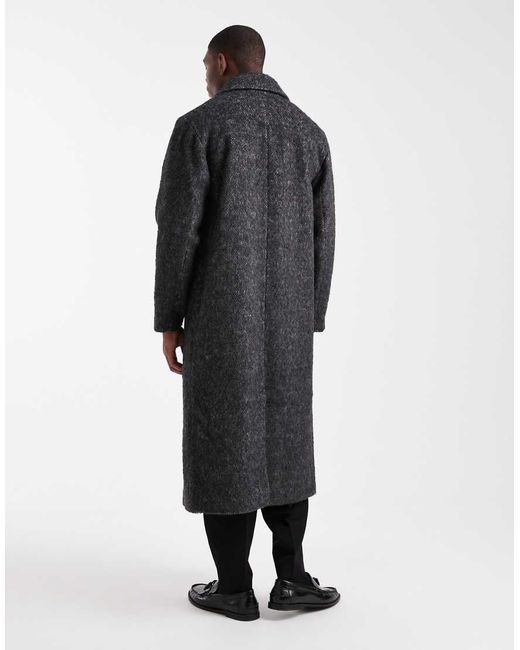 ASOS Black Wool Blend Longline Overcoat for men