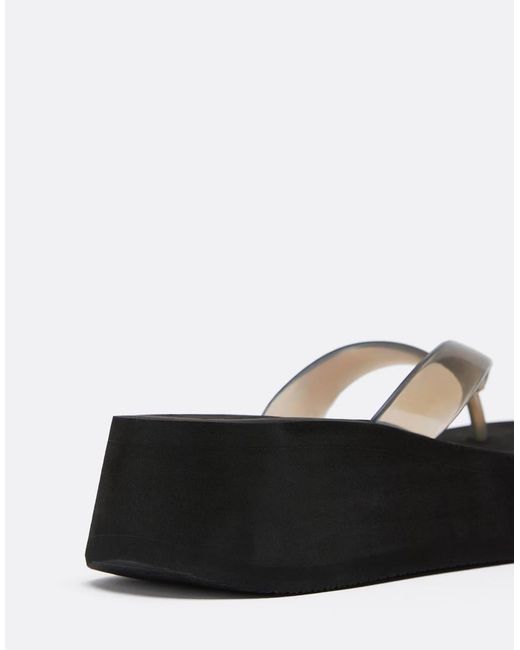 Stradivarius White Eva Platform Thong Sandals