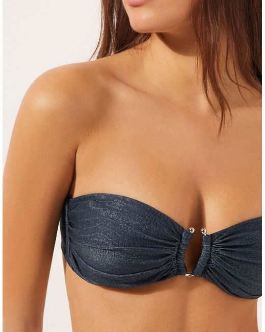 Calzedonia Blue Bandeau Bikini Top Glowing Python
