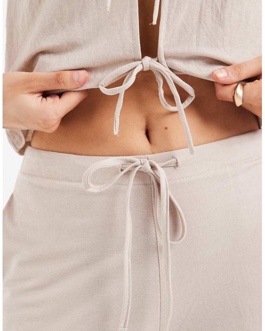 ONLY Natural Wide Leg Pull On Pants