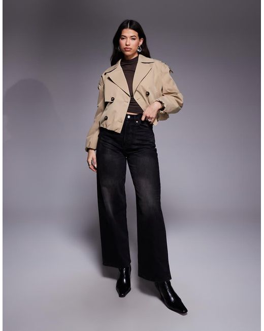 River Island Natural Cropped Bubble Hem Trench Coat