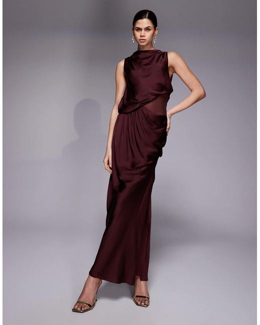asos asymmetric drape dress Rent ASOS DESIGN One Shoulder Super Draped Asymmetric Neck Cowl Back Mini  Dress In Stone