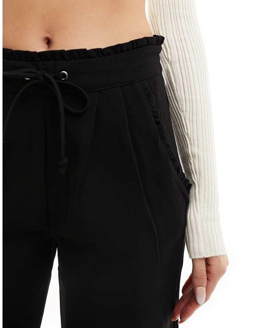 Jdy Black Slim Fit Pants With Frill Waistband