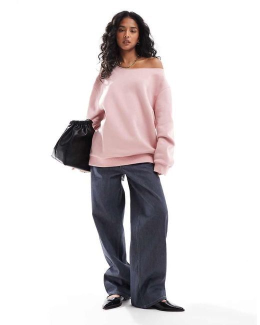 ASOS Pink Off Shoulder Sweatshirt