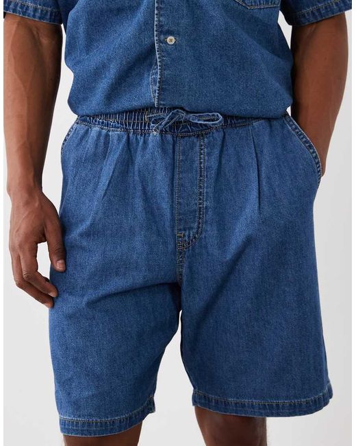Jack & Jones Blue Drawstring Denim Shorts for men