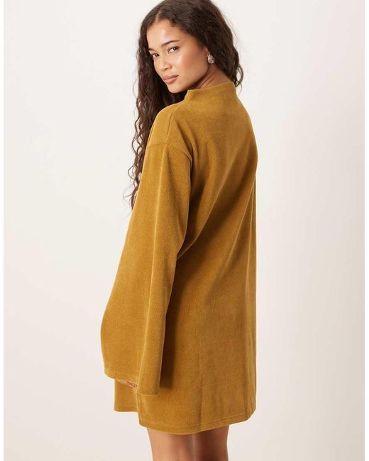 ASOS Natural Cord Wide Sleeve Mini Swing Dress
