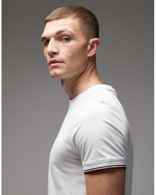 Tommy Hilfiger Gray Tipped Detail Logo T-Shirt for men
