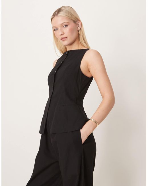 ASOS Black Button Down Waistcoat Jumpsuit