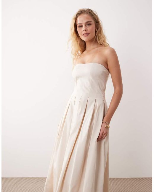ASOS Natural Bandeau Maxi Sundress With Full Skirt